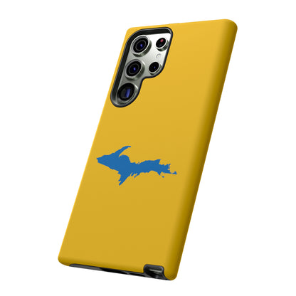 Michigan Upper Peninsula Tough Phone Case (Gold w/ Azure UP Outline) | Samsung & Pixel Android