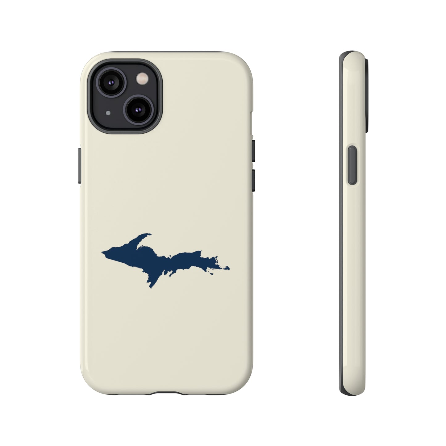 Michigan Upper Peninsula Tough Phone Case (Ivory w/ UP Outline) | Apple iPhone