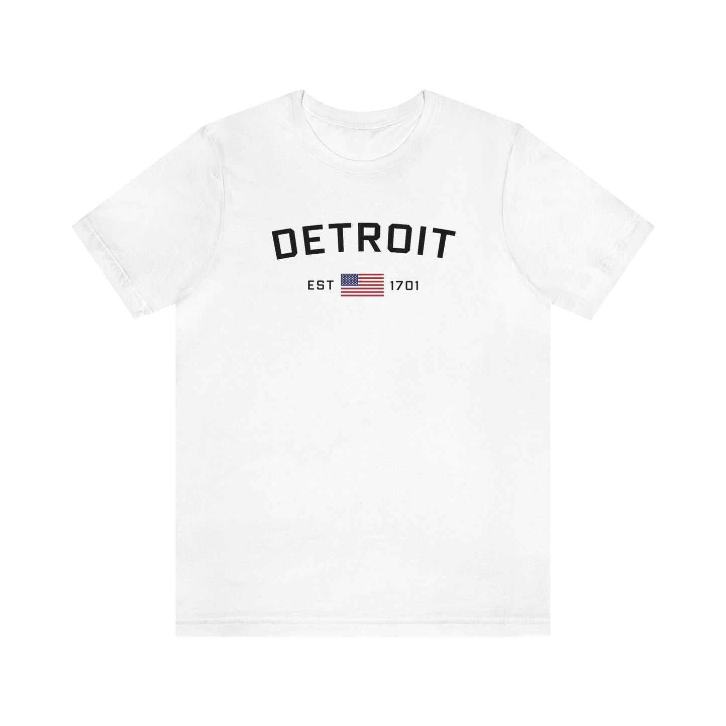 'Detroit Est 1701' T-Shirt (w/ United States Flag) | Unisex Standard Fit