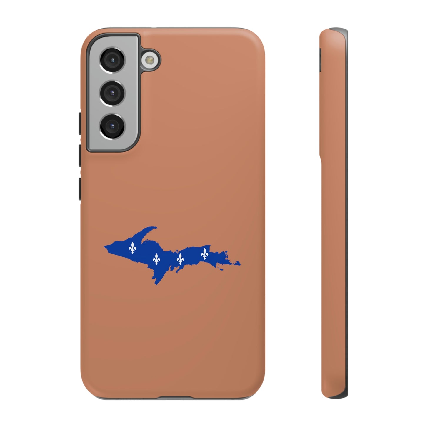 Michigan Upper Peninsula Tough Phone Case (Copper Color w/ UP Quebec Flag Outline) | Samsung & Pixel Android