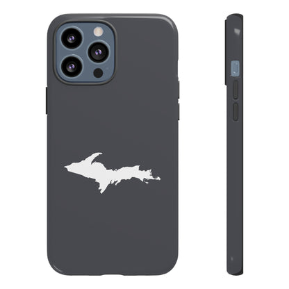 Michigan Upper Peninsula Tough Phone Case (Iron Ore Grey w/ UP Outline) | Apple iPhone