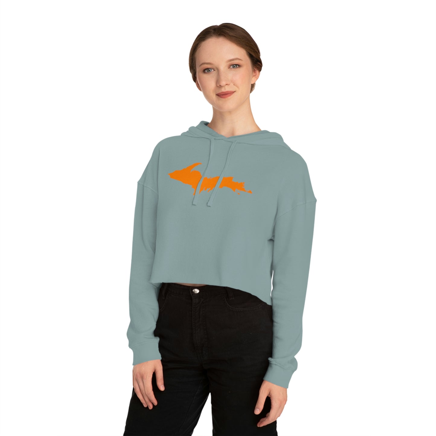 Michigan Upper Peninsula Hoodie (w/ Orange UP Outline) | Lightweight Cropped