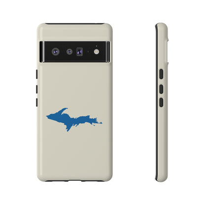 Michigan Upper Peninsula Tough Phone Case (Ivory Color w/ Azure UP Outline) | Samsung & Pixel Android