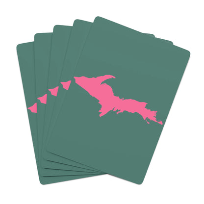 Michigan Upper Peninsula Poker Cards (Copper Green w/ Pink UP Outline)