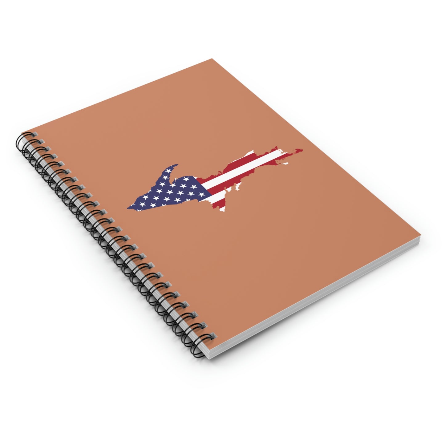 Michigan Upper Peninsula Spiral Notebook (w/ UP USA Flag Outline) | Copper Color