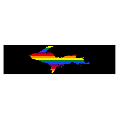 Michigan Upper Peninsula Bumper Stickers (w/ UP Pride Flag Outline) | Black Background