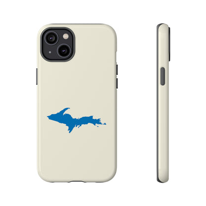 Michigan Upper Peninsula Tough Phone Case (Ivory Color w/ Azure UP Outline) | Apple iPhone