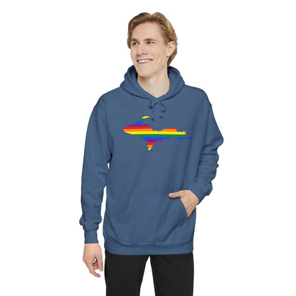 Michigan Upper Peninsula Hoodie (w/ UP Pride Flag Outline) | Unisex Garment-Dyed