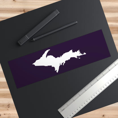 Michigan Upper Peninsula Bumper Sticker (w/ UP Outline) | Blackcurrant Background