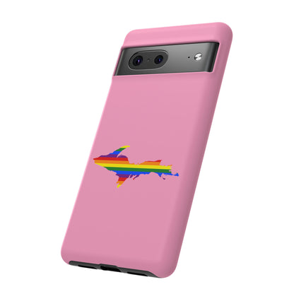 Michigan Upper Peninsula Tough Phone Case ('67 Caddie Pink w/ UP Pride Flag Outline) | Samsung & Pixel Android