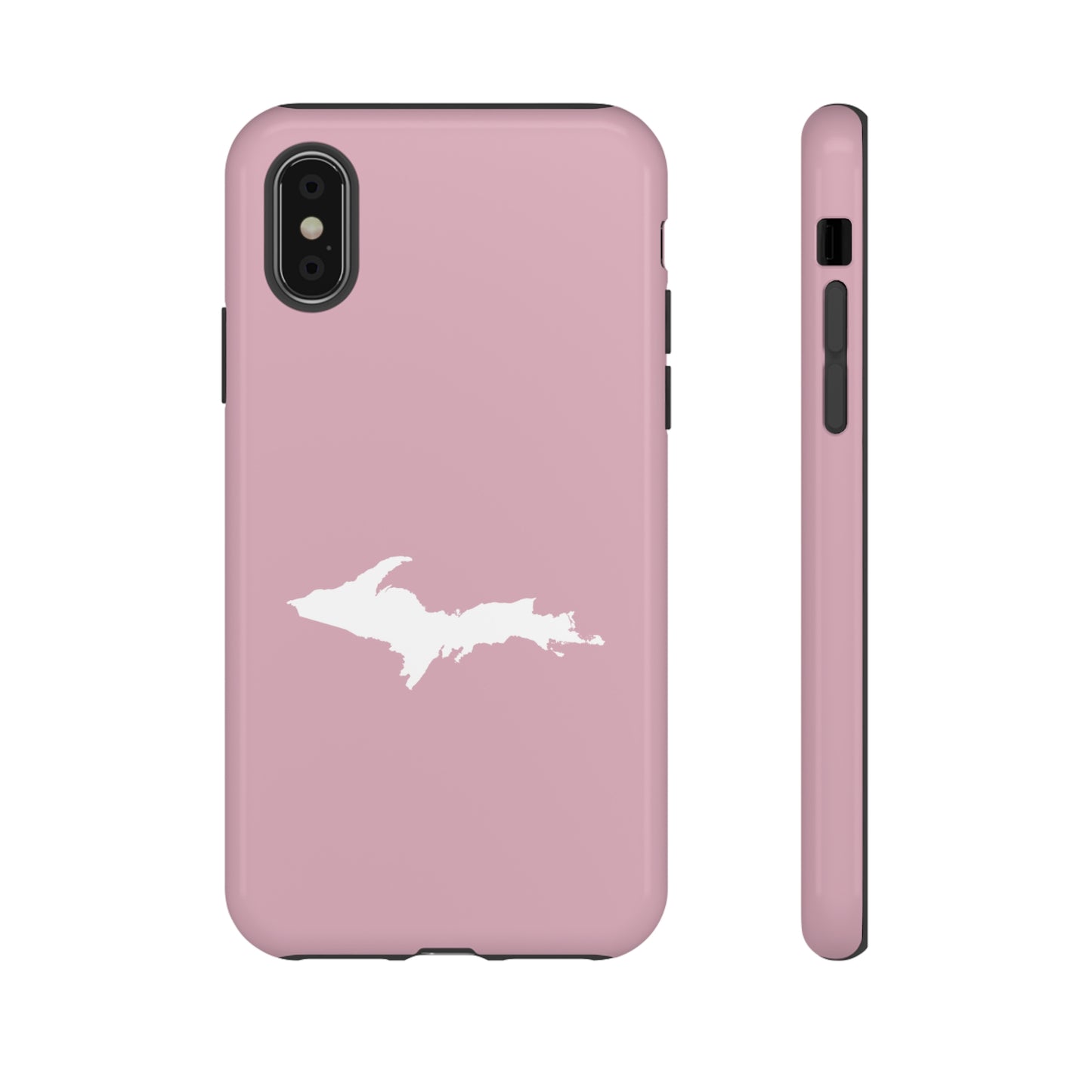 Michigan Upper Peninsula Tough Phone Case (Pink w/ UP Outline) | Apple iPhone