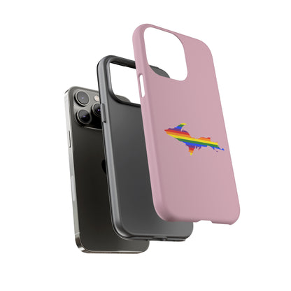 Michigan Upper Peninsula Tough Phone Case (Pink w/ UP Pride Flag Outline) | Apple iPhone