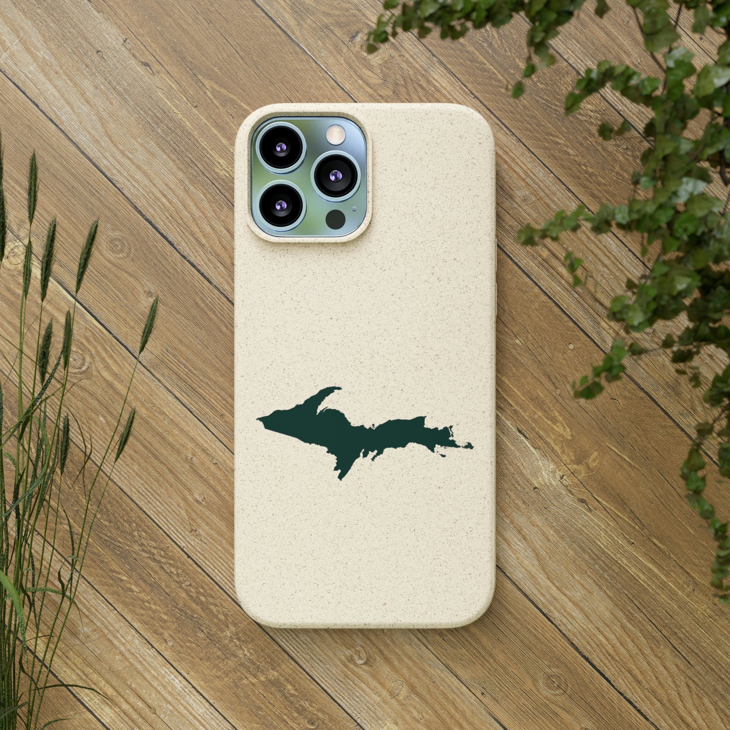 Michigan Upper Peninsula Biodegradable Phone Cases (w/ Green UP Outline) | Apple iPhone