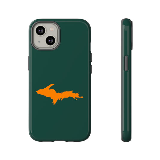 Michigan Upper Peninsula Tough Phone Case (Green w/ Orange UP Outline) | Apple iPhone