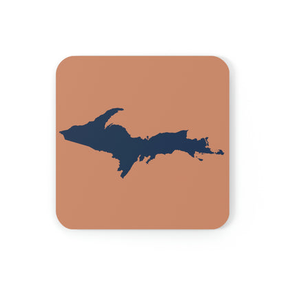 Michigan Upper Peninsula Coaster Set (Gold w/ Navy UP Outline) | Corkwood - 4 pack