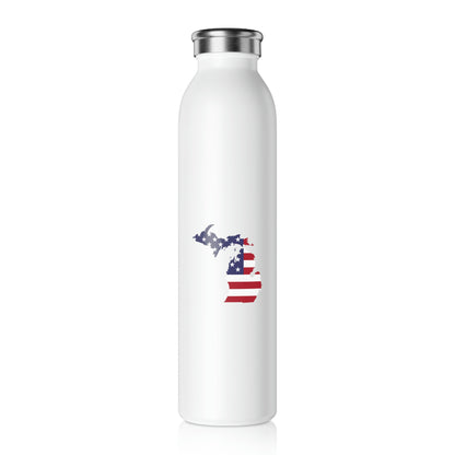 Michigan Patriotic Water Bottle (w/ UI USA Flag Outline) | 20oz Double-Walled