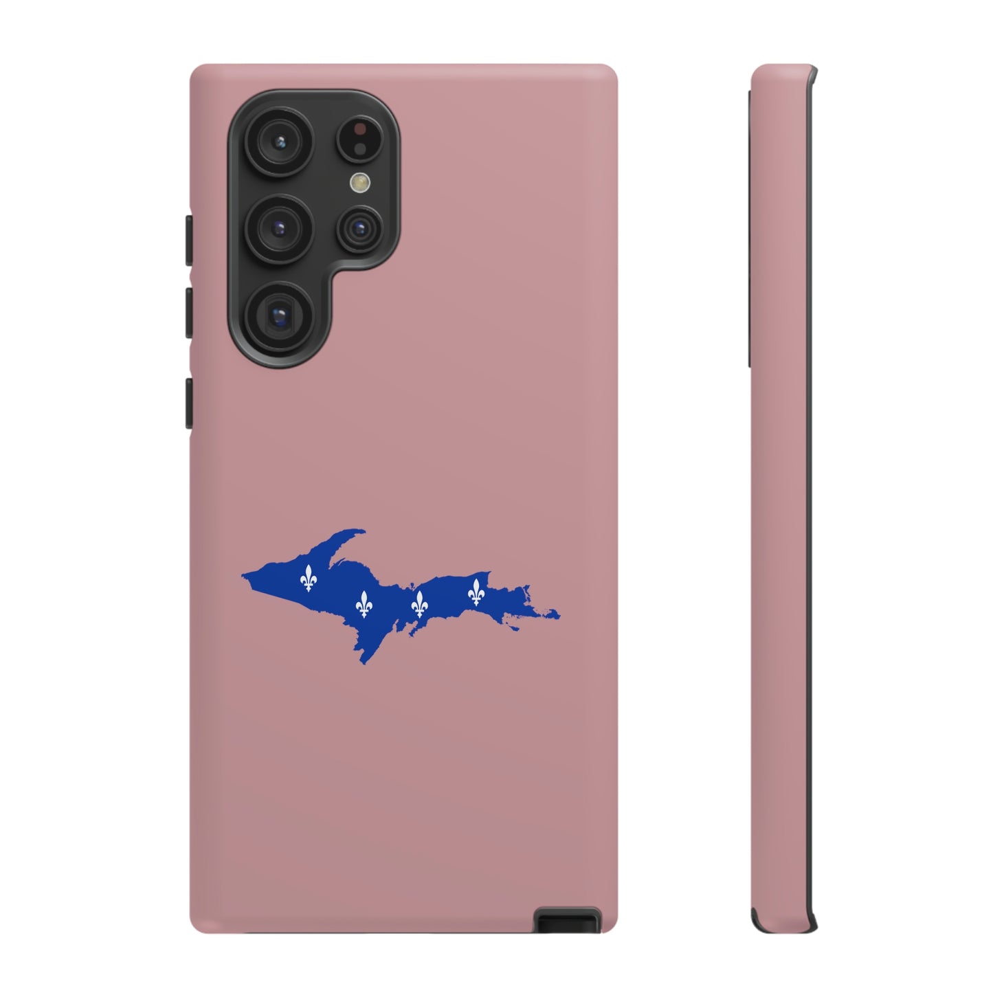 Michigan Upper Peninsula Tough Phone Case (Cherry Blossom Pink w/ UP Quebec Flag Outline) | Samsung & Pixel Android