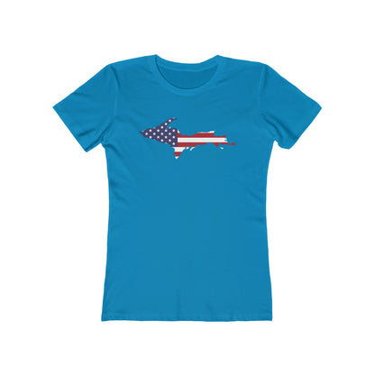 Michigan Upper Peninsula T-Shirt (w/UP MI USA Flag Outline) | Women's Boyfriend Cut