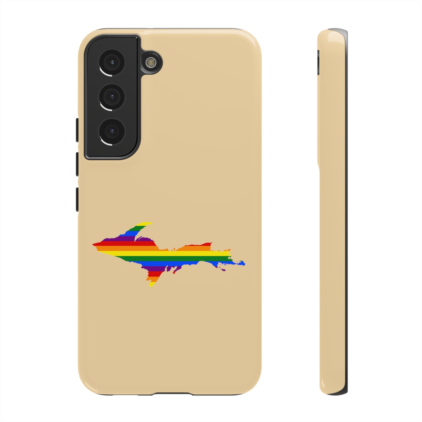 Michigan Upper Peninsula Tough Phone Case (Maple Color w/ UP Pride Flag Outline) | Samsung & Pixel Android