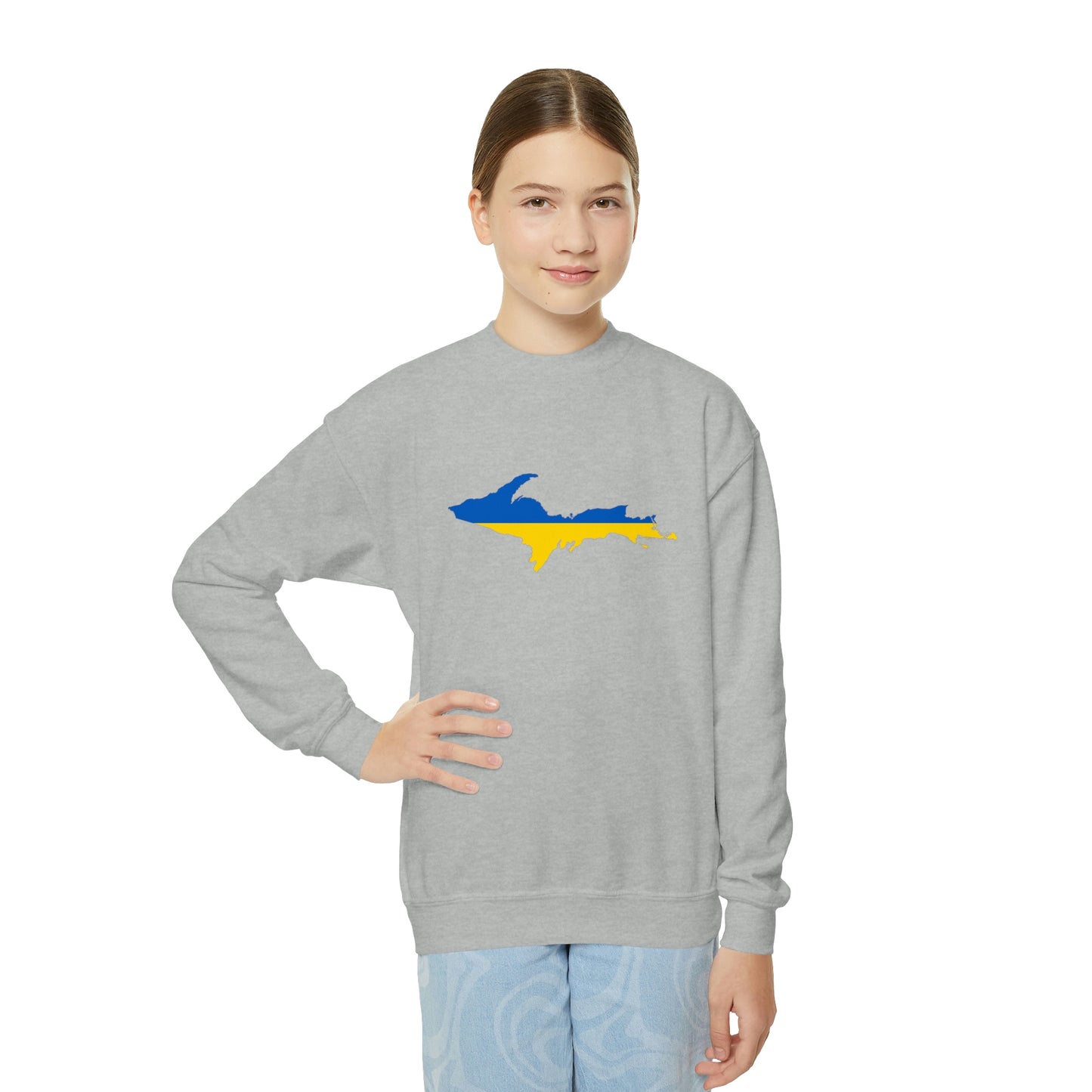 Michigan Upper Peninsula Youth Sweatshirt (w/ UP Ukraine Flag Outline)