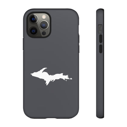 Michigan Upper Peninsula Tough Phone Case (Iron Ore Grey w/ UP Outline) | Apple iPhone