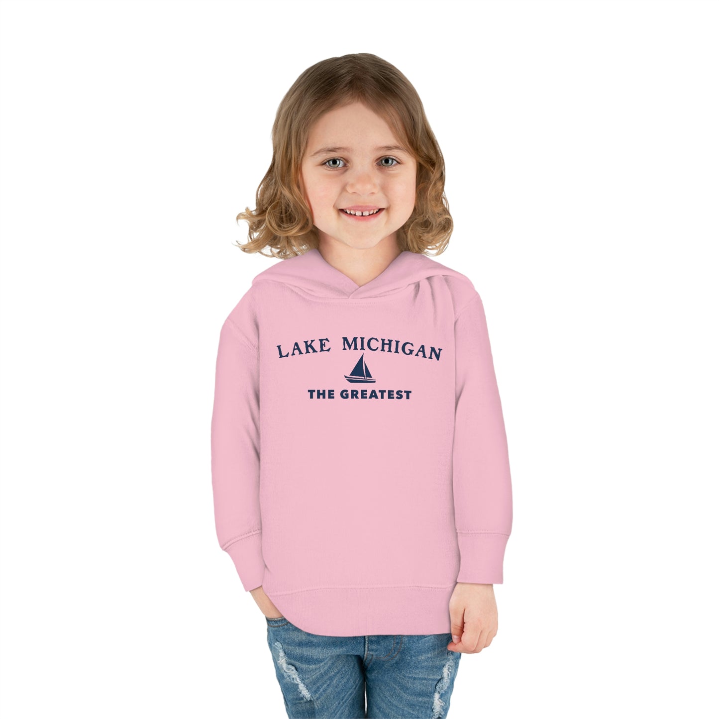 'Lake Michigan The Greatest' Hoodie (w/USA Flag Outline) | Unisex Toddler