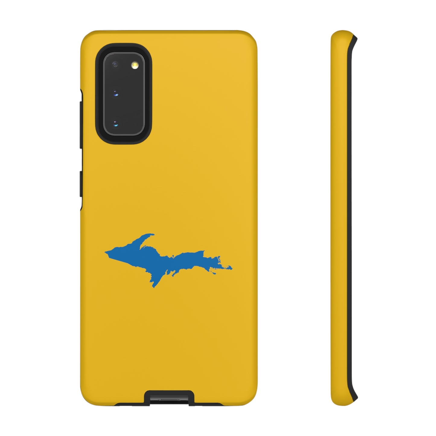 Michigan Upper Peninsula Tough Phone Case (Gold w/ Azure UP Outline) | Samsung & Pixel Android