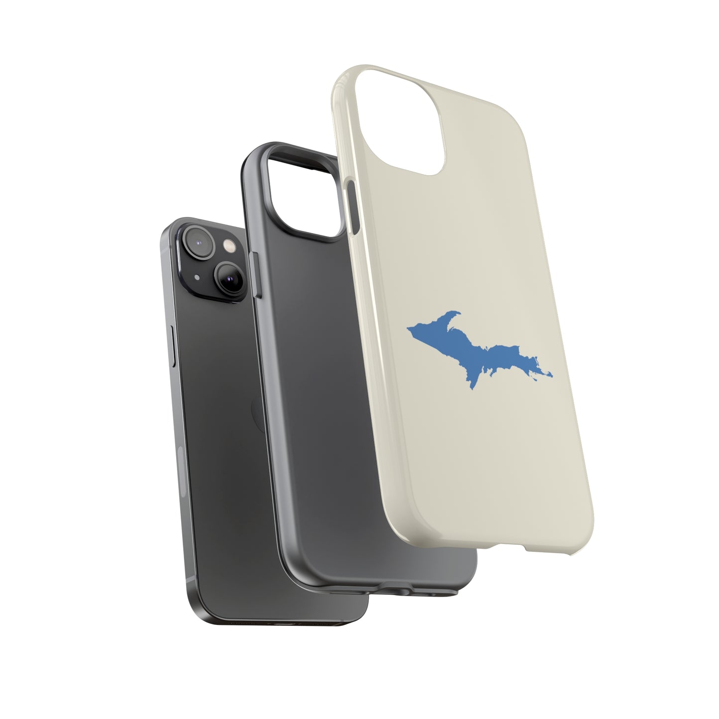 Michigan Upper Peninsula Tough Phone Case (Ivory Color w/ Azure UP Outline) | Apple iPhone