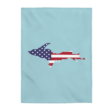 Michigan Upper Peninsula Plush Blanket (w/ UP USA Flag Outline) | '58 Caddie Blue