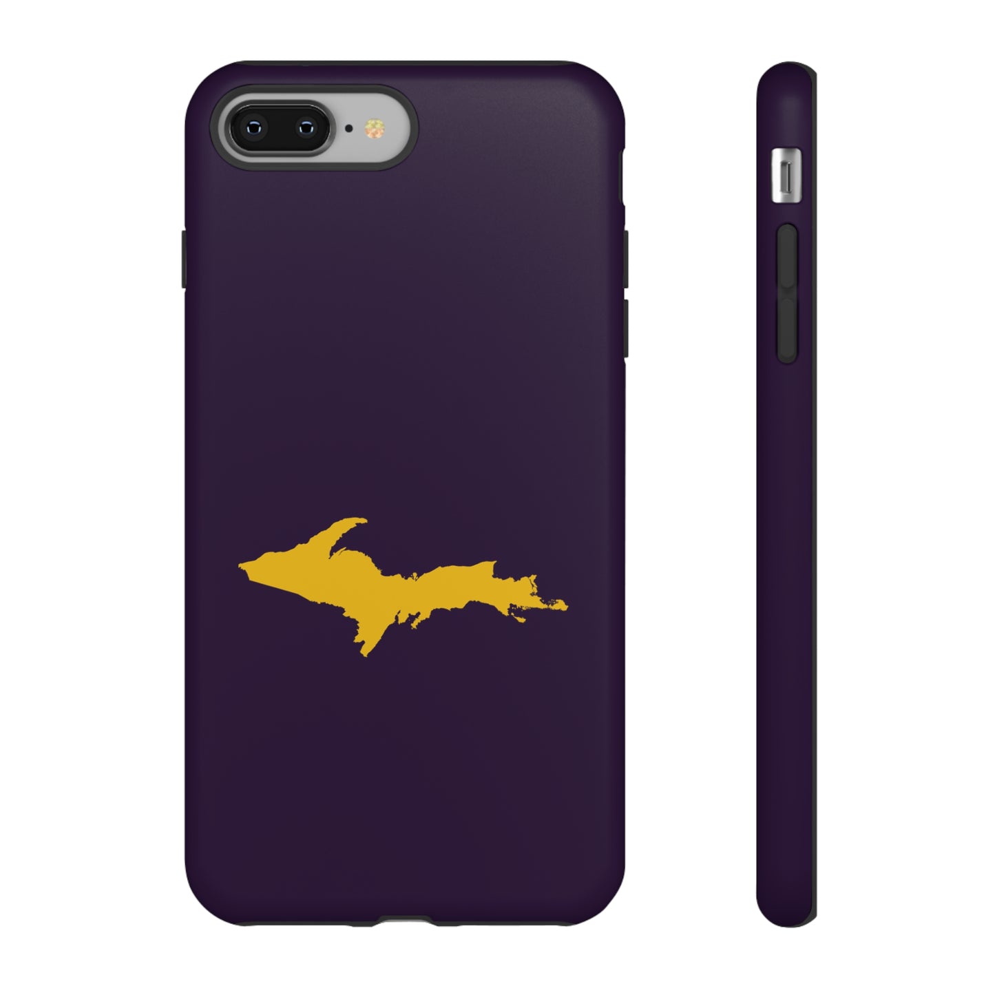 Michigan Upper Peninsula Tough Phone Case (Blackcurrant w/ Gold UP Outline) | Apple iPhone