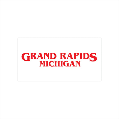 'Grand Rapids Michigan' Bumper Stickers (1980s Drama Parody) | White Background