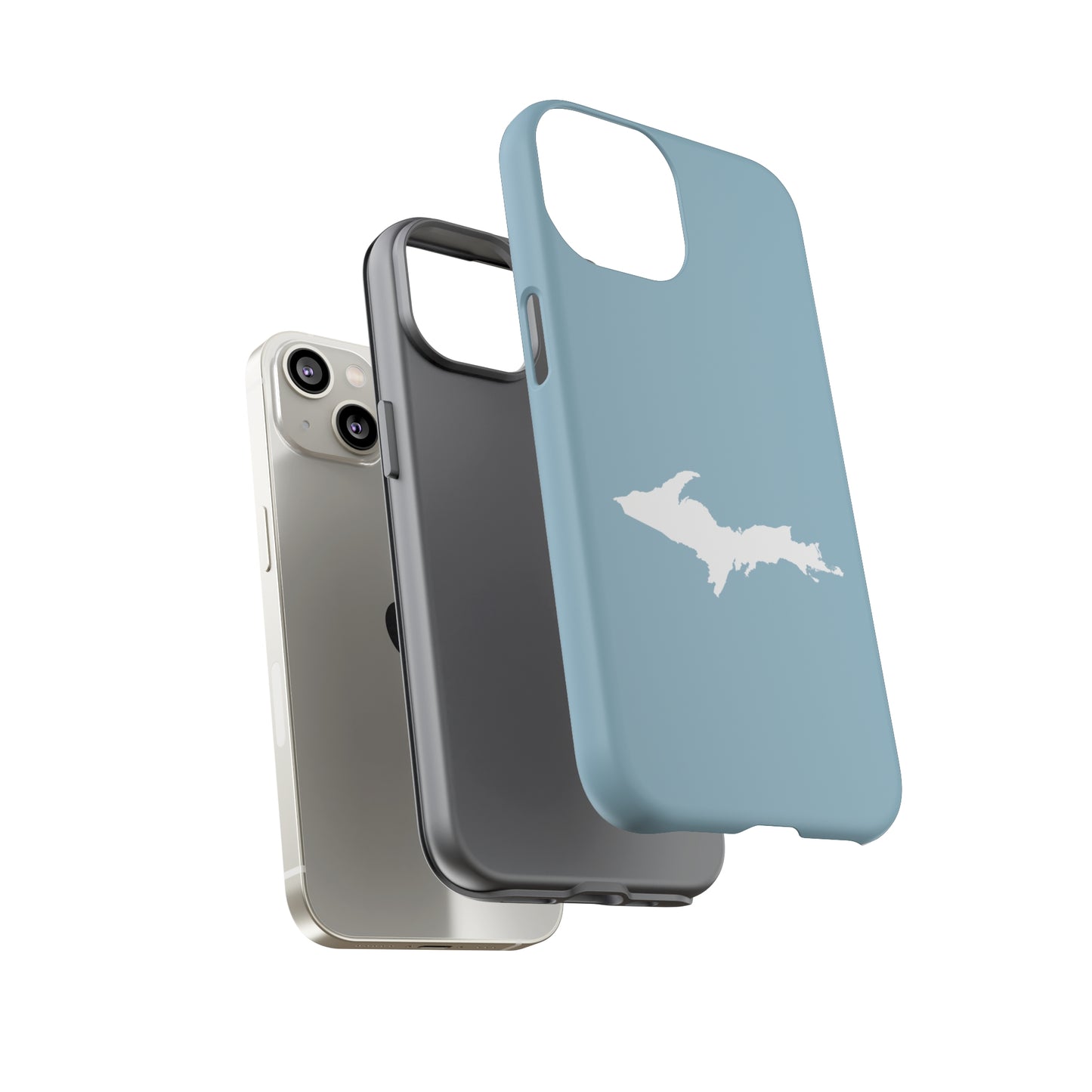 Michigan Upper Peninsula Tough Phone Case (Opal Blue w/ UP Outline) | Apple iPhone