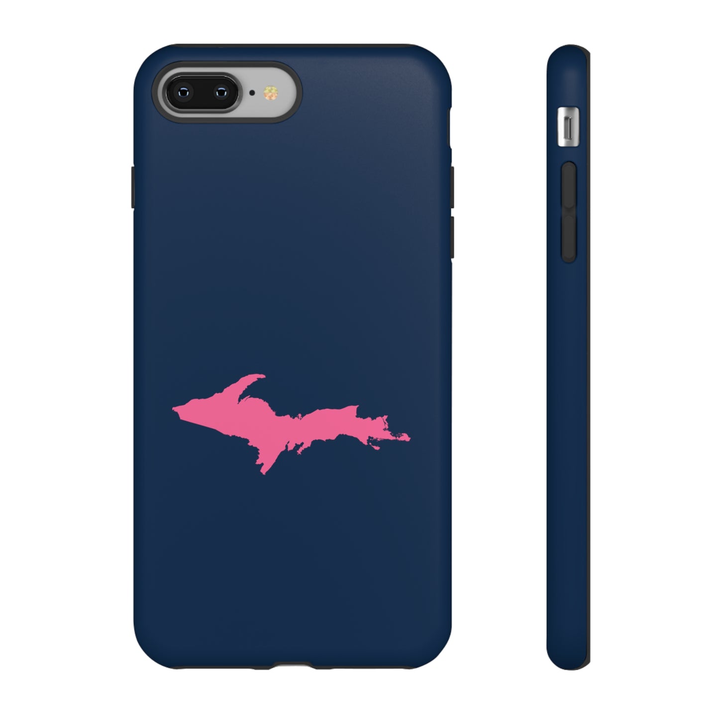 Michigan Upper Peninsula Tough Phone Case (Navy w/ Pink UP Outline) | Apple iPhone