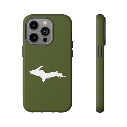 Michigan Upper Peninsula Tough Phone Case (Army Green w/ UP Outline) | Apple iPhone