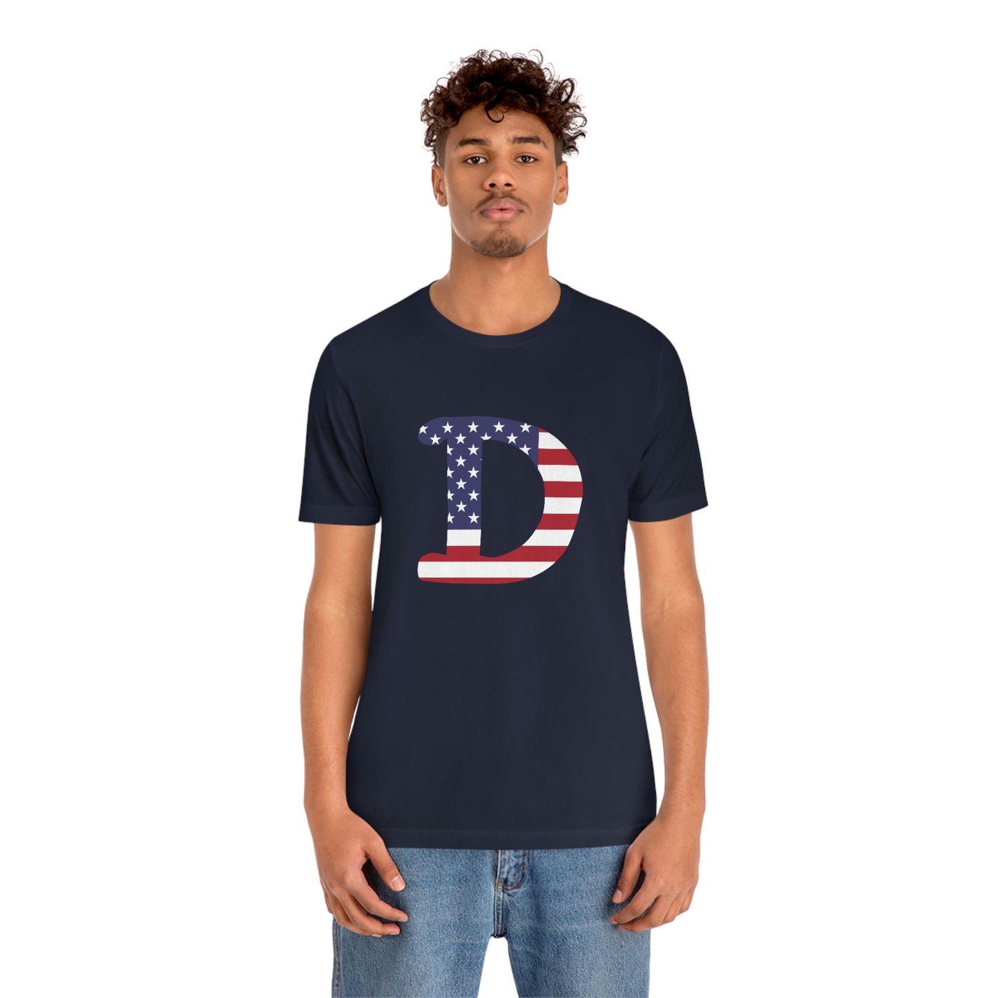 Detroit 'Old French D' T-Shirt (w/ USA Flag Outline) | Unisex Standard Fit