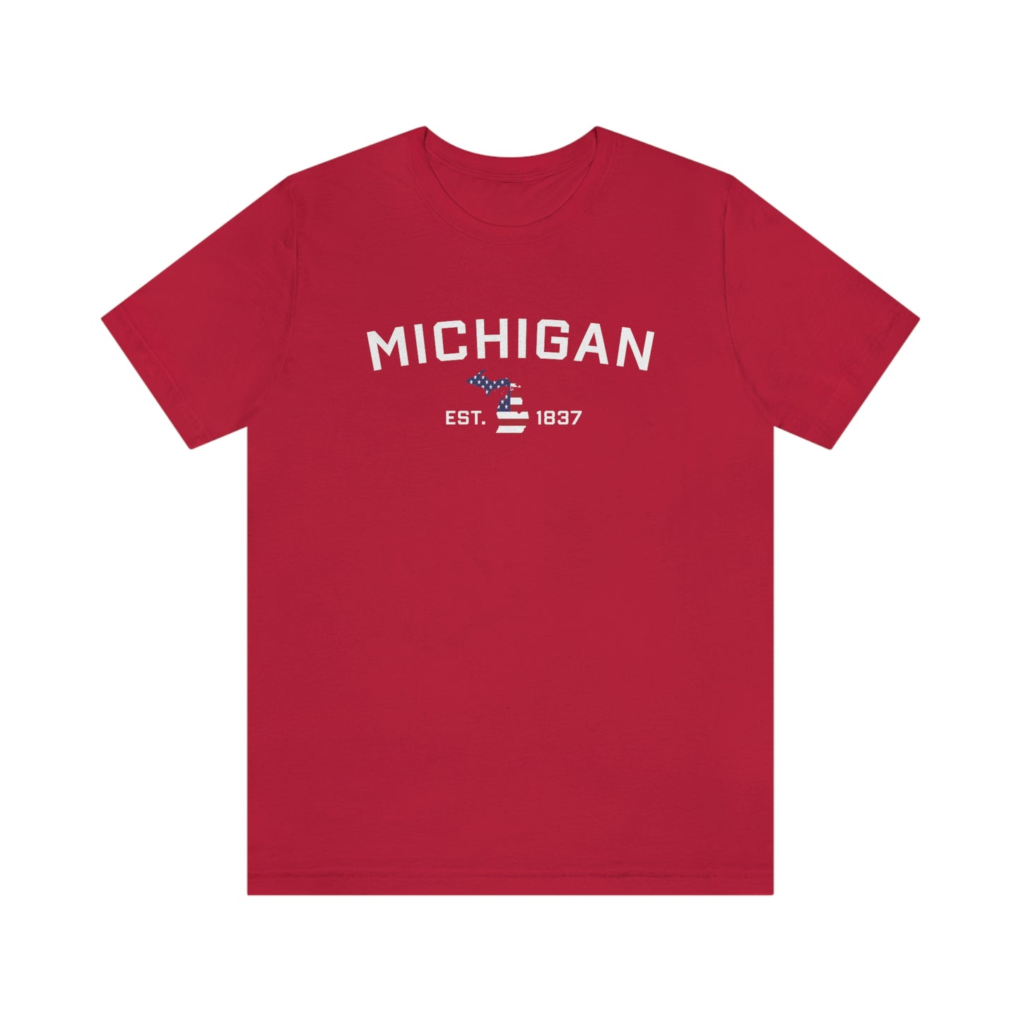 'Michigan EST 1837'' T-Shirt (w/ MI USA Flag Outline) | Unisex Standard Fit