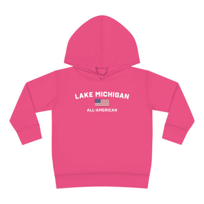 'Lake Michigan All-American' Hoodie (w/USA Flag Outline) | Unisex Toddler