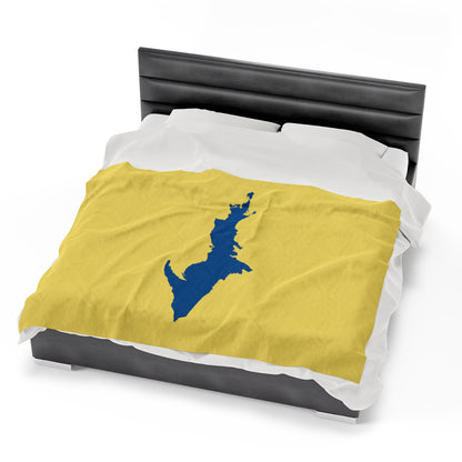 Michigan Upper Peninsula Plush Blanket (w/ Azure UP Outline) | Cherry Yellow