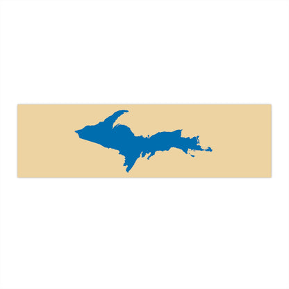 Michigan Upper Peninsula Bumper Sticker (w/ Azure UP Outline) | Maple Color Background