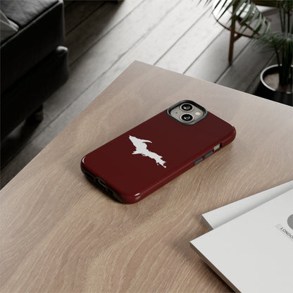 Michigan Upper Peninsula Tough Phone Case (Cherrywood Red w/ UP Outline) | Apple iPhone