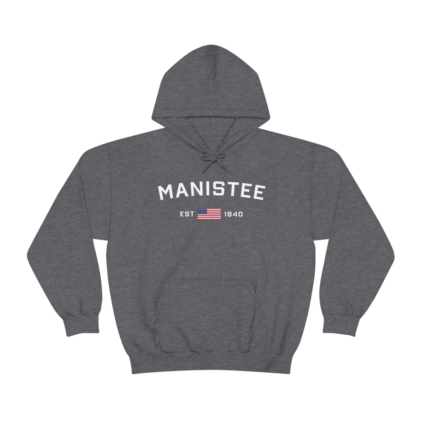 'Manistee EST 1840' Hoodie (w/USA Flag Outline) | Unisex Standard