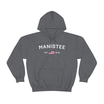 'Manistee EST 1840' Hoodie (w/USA Flag Outline) | Unisex Standard