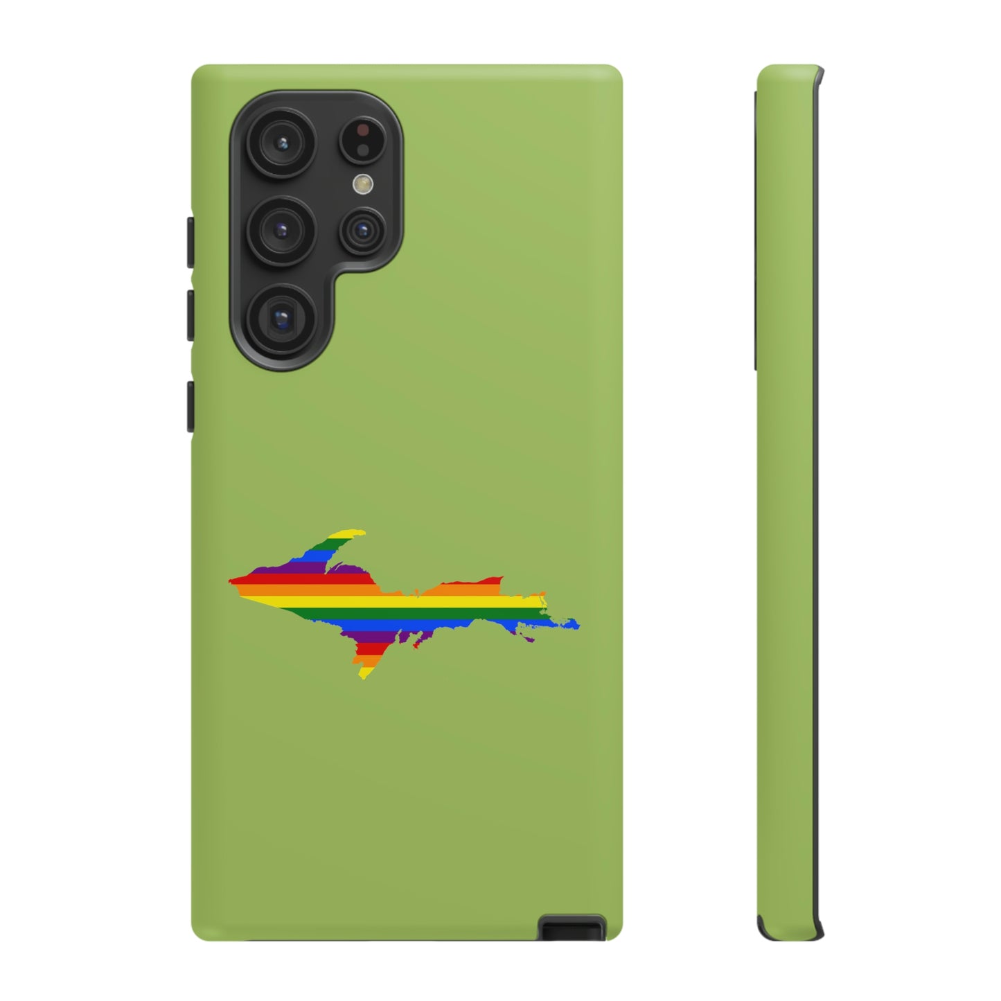 Michigan Upper Peninsula Tough Phone Case (Gooseberry Green w/ UP Pride Flag Outline) | Samsung & Pixel Android