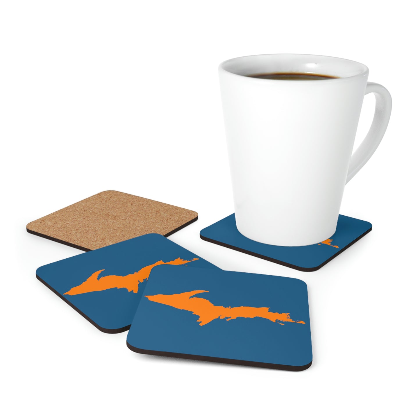 Michigan Upper Peninsula Coaster Set (Blueberry w/ Orange UP Outline) | Corkwood - 4 pack