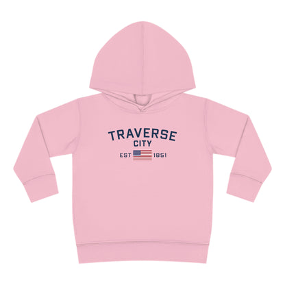 'Traverse City EST 1851' Hoodie (w/USA Flag Outline) | Unisex Toddler