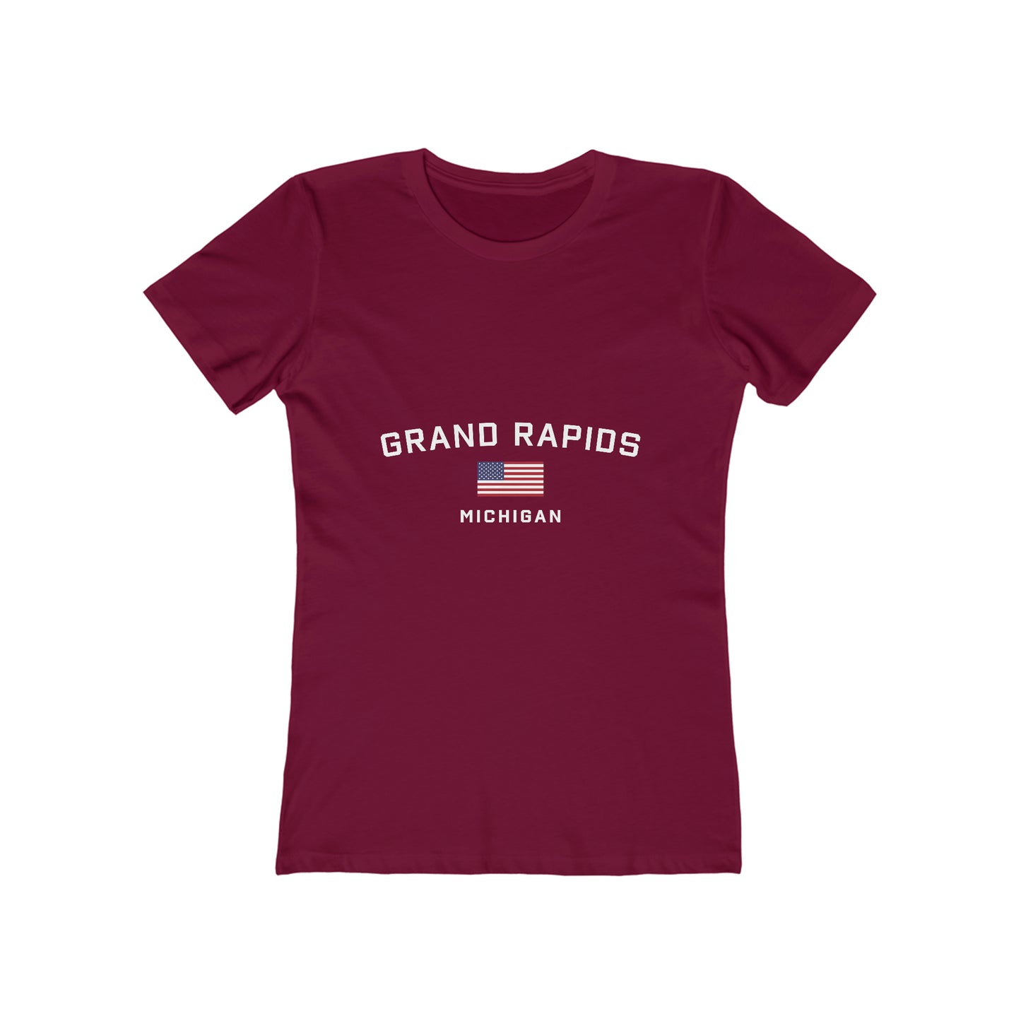 'Grand Rapids Michigan' (w/USA Flag Outline) | Women's Boyfriend Cut