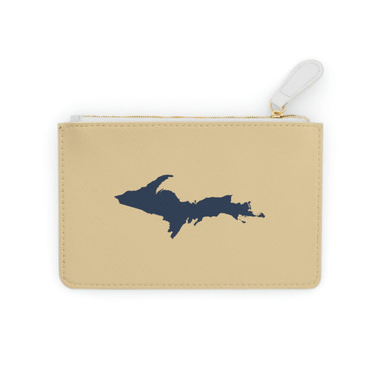 Michigan Upper Peninsula Mini Clutch Bag (Maple Color w/ Navy UP Outline)