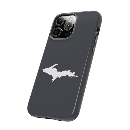 Michigan Upper Peninsula Tough Phone Case (Iron Ore Grey w/ UP Outline) | Apple iPhone