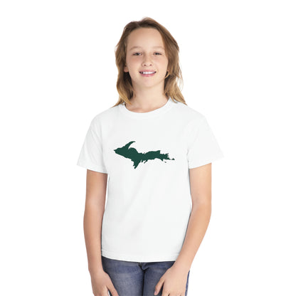 Michigan Upper Peninsula T-Shirt (w/ Green UP Outline) | Youth Garment-Dyed