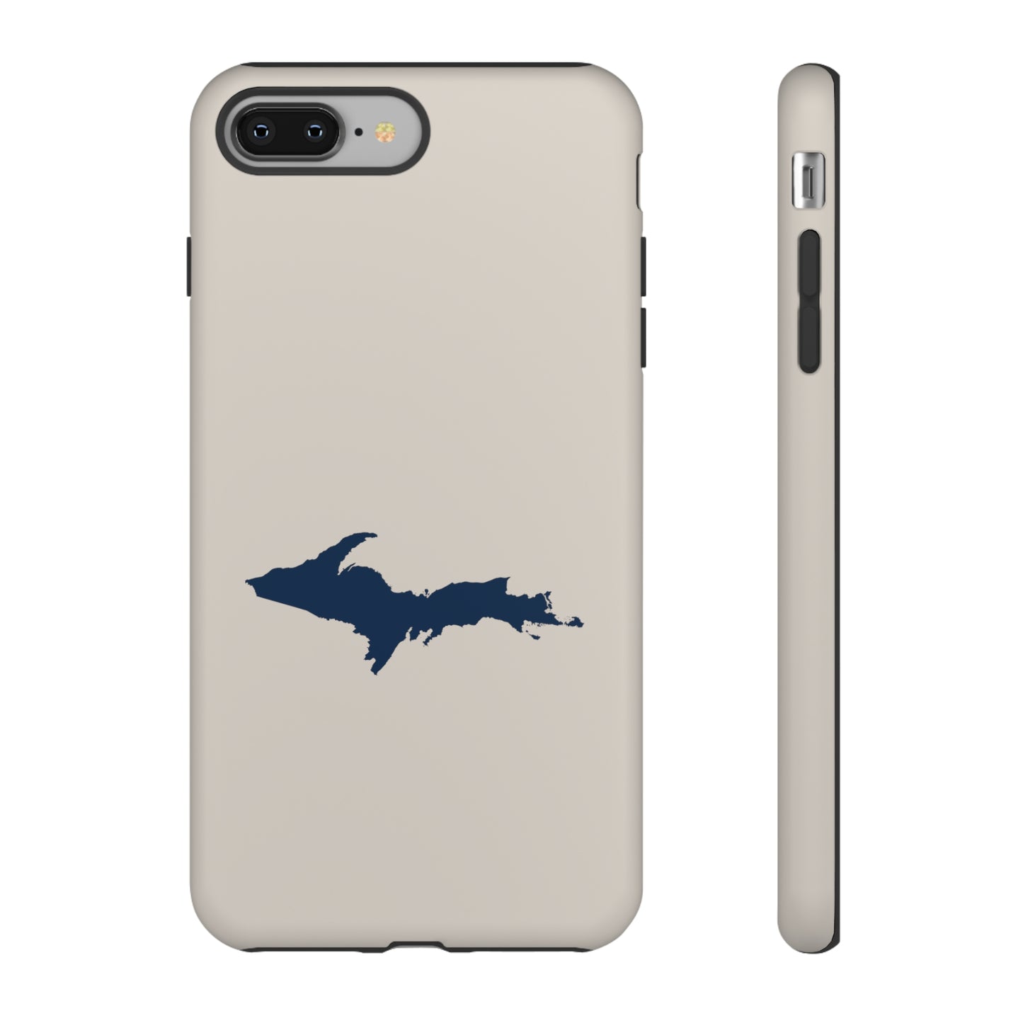 Michigan Upper Peninsula Tough Phone Case (Canvas Color w/ UP Outline) | Apple iPhone